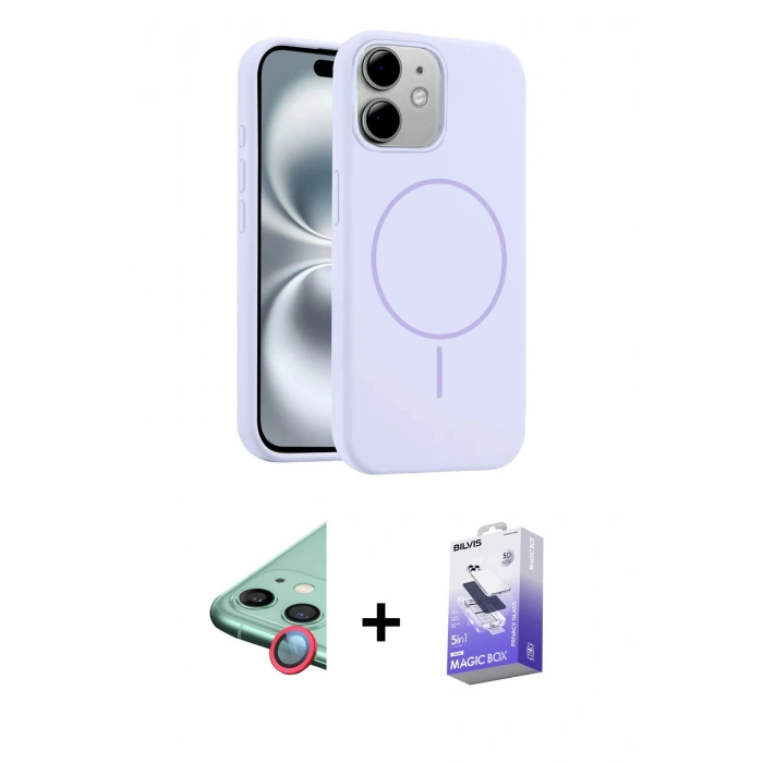 MARSİLYAN™- iPhone 11 Kılıf Yankı Form Serisi - Siyah Bilvis 5in1 5D Magic Hayalet Cam Ekran Koruyucu + Raze Metal Kamera Lens - KI