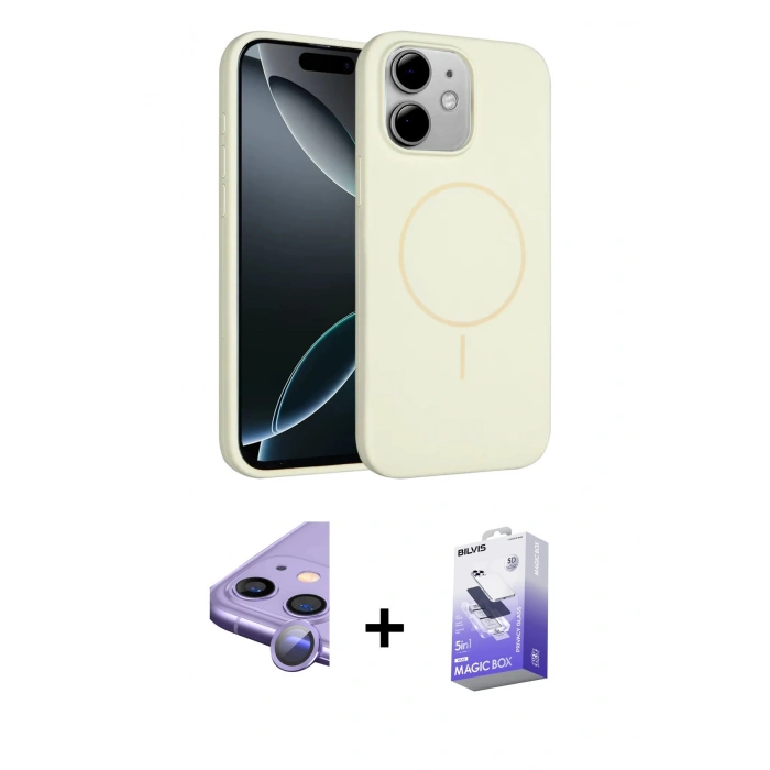 MARSİLYAN™- iPhone 11 Kılıf Yankı Form Serisi - Siyah Bilvis 5in1 5D Magic Hayalet Cam Ekran Koruyucu + Raze Metal Kamera Lens - MR