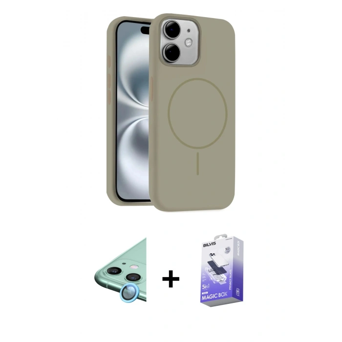MARSİLYAN™- iPhone 11 Kılıf Yankı Form Serisi - Siyah Bilvis 5in1 5D Magic Hayalet Cam Ekran Koruyucu + Raze Metal Kamera Lens - MI