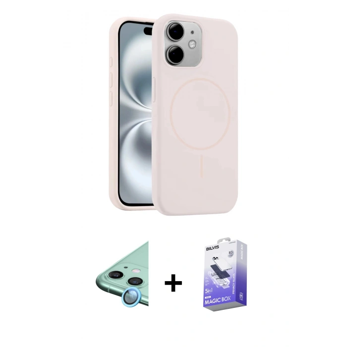 MARSİLYAN™- iPhone 11 Kılıf Yankı Form Serisi - Siyah Bilvis 5in1 5D Magic Hayalet Cam Ekran Koruyucu + Raze Metal Kamera Lens - MI