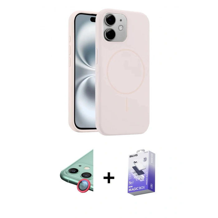 MARSİLYAN™- iPhone 11 Kılıf Yankı Form Serisi - Siyah Bilvis 5in1 5D Magic Hayalet Cam Ekran Koruyucu + Raze Metal Kamera Lens - KI