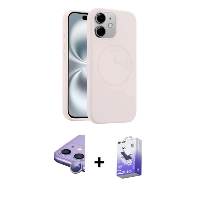 MARSİLYAN™- iPhone 11 Kılıf Yankı Form Serisi - Siyah Bilvis 5in1 5D Magic Hayalet Cam Ekran Koruyucu + Raze Metal Kamera Lens - MR