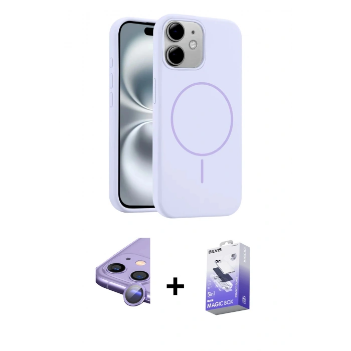 MARSİLYAN™- iPhone 11 Kılıf Yankı Form Serisi - Siyah Bilvis 5in1 5D Magic Hayalet Cam Ekran Koruyucu + Raze Metal Kamera Lens - MR