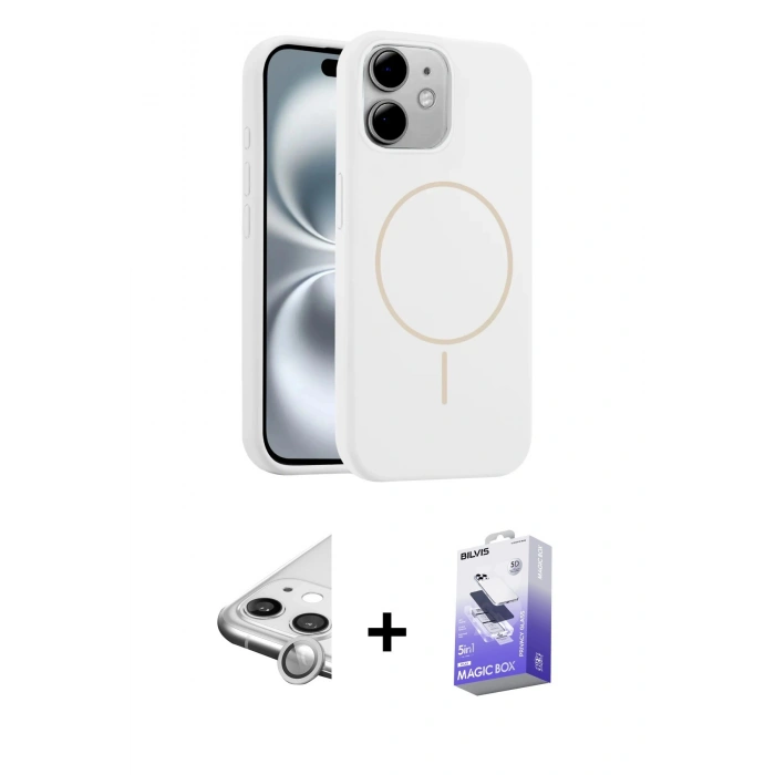 MARSİLYAN™- iPhone 11 Kılıf Yankı Form Serisi - Siyah Bilvis 5in1 5D Magic Hayalet Cam Ekran Koruyucu + Raze Metal Kamera Lens - GS