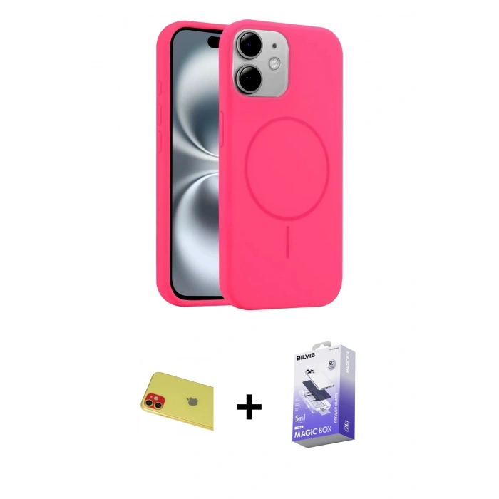 MARSİLYAN™- iPhone 11 Kılıf Yankı Form Serisi - Siyah Bilvis 5in1 5D Magic Hayalet Cam Ekran Koruyucu + Rainbow Kamera Lens Koruma Cam - KI