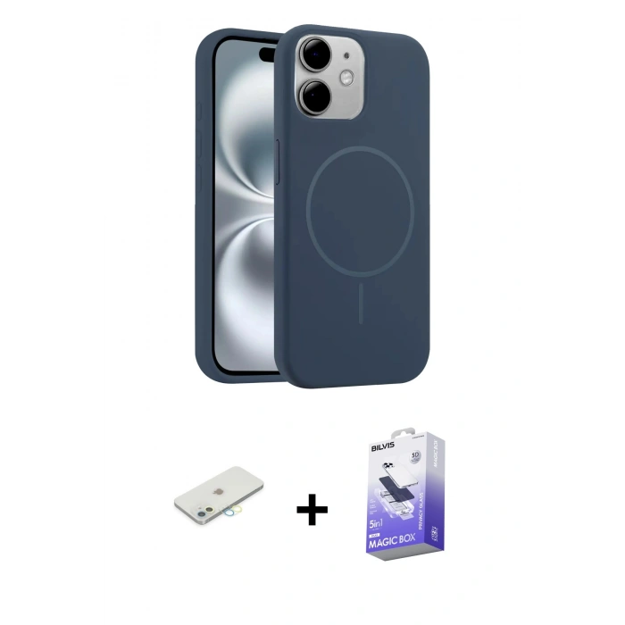 MARSİLYAN™- iPhone 11 Kılıf Yankı Form Serisi - Siyah Bilvis 5in1 5D Magic Hayalet Cam Ekran Koruyucu + Renkli Kamera Lens Koruma Cam - SI