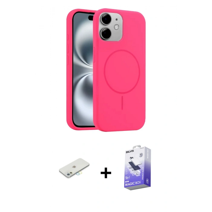MARSİLYAN™- iPhone 11 Kılıf Yankı Form Serisi - Siyah Bilvis 5in1 5D Magic Hayalet Cam Ekran Koruyucu + Renkli Kamera Lens Koruma Cam - SI