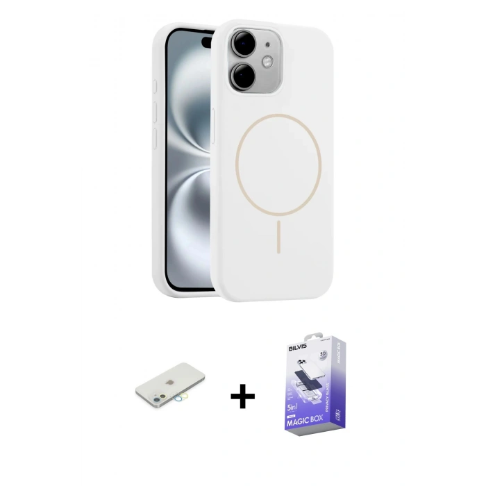 MARSİLYAN™- iPhone 11 Kılıf Yankı Form Serisi - Siyah Bilvis 5in1 5D Magic Hayalet Cam Ekran Koruyucu + Renkli Kamera Lens Koruma Cam - SI