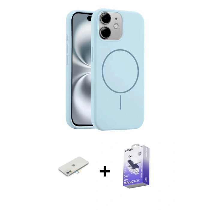 MARSİLYAN™- iPhone 11 Kılıf Yankı Form Serisi - Siyah Bilvis 5in1 5D Magic Hayalet Cam Ekran Koruyucu + Renkli Kamera Lens Koruma Cam - SI