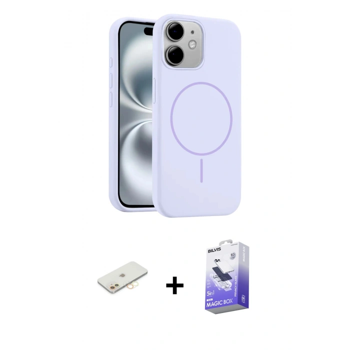 MARSİLYAN™- iPhone 11 Kılıf Yankı Form Serisi - Siyah Bilvis 5in1 5D Magic Hayalet Cam Ekran Koruyucu + Renkli Kamera Lens Koruma Cam - SI