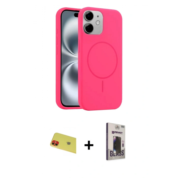 MARSİLYAN™- iPhone 11 Kılıf Yankı Form Serisi - Siyah Bilvis Hayalet Cam Ekran Koruyucu + Rainbow Kamera Lens Koruma Cam - KI