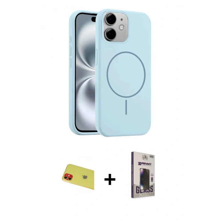 MARSİLYAN™- iPhone 11 Kılıf Yankı Form Serisi - Siyah Bilvis Hayalet Cam Ekran Koruyucu + Rainbow Kamera Lens Koruma Cam - KI
