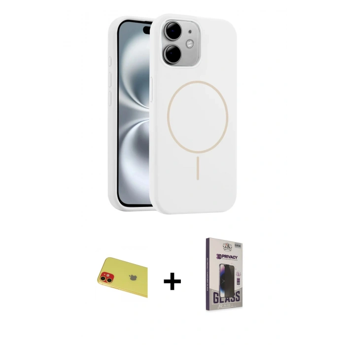 MARSİLYAN™- iPhone 11 Kılıf Yankı Form Serisi - Siyah Bilvis Hayalet Cam Ekran Koruyucu + Rainbow Kamera Lens Koruma Cam - KI