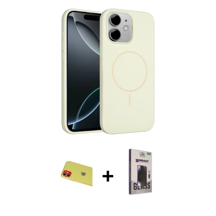 MARSİLYAN™- iPhone 11 Kılıf Yankı Form Serisi - Siyah Bilvis Hayalet Cam Ekran Koruyucu + Rainbow Kamera Lens Koruma Cam - KI