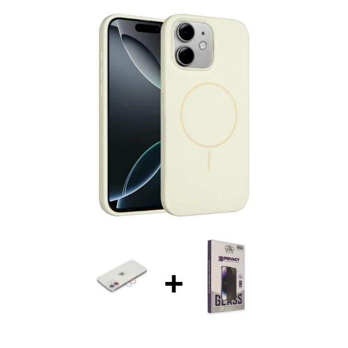 MARSİLYAN™- iPhone 11 Kılıf Yankı Form Serisi - Siyah Bilvis Hayalet Cam Ekran Koruyucu + Renkli Kamera Lens Koruma Cam - PE