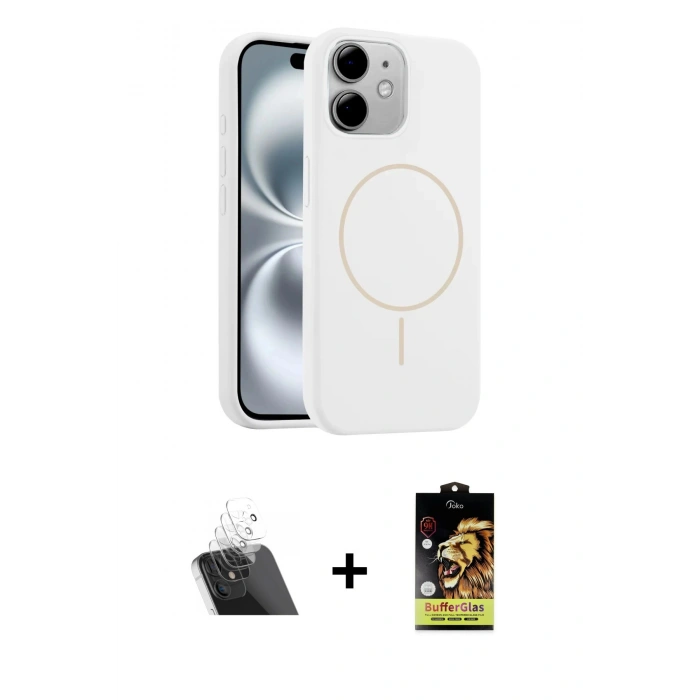 MARSİLYAN™- iPhone 11 Kılıf Yankı Form Serisi - Siyah Buffer Cam Ekran Koruyucu + Kamera Lens Koruma Cam - SF