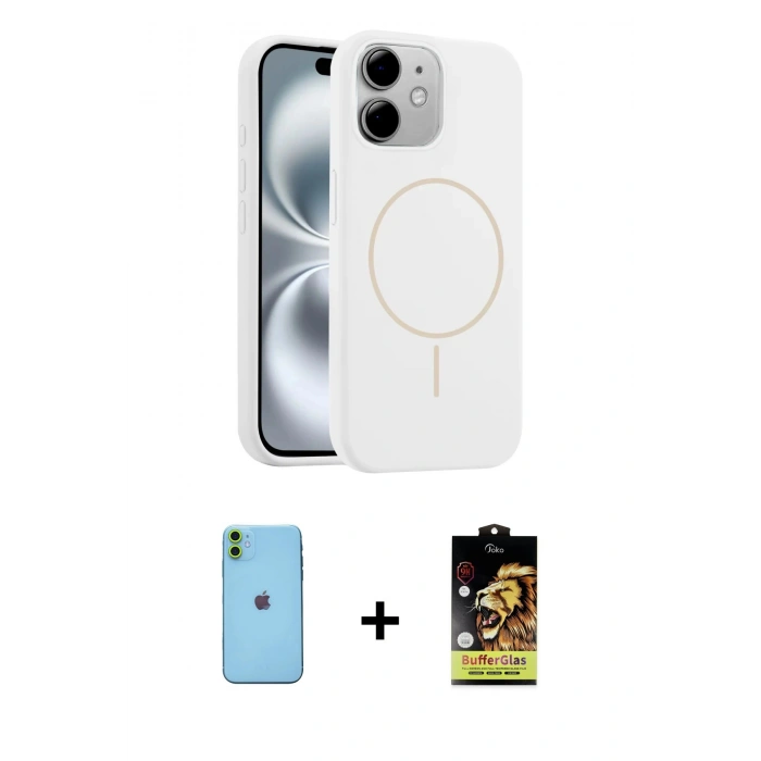 MARSİLYAN™- iPhone 11 Kılıf Yankı Form Serisi - Siyah Buffer Cam Ekran Koruyucu + Neon Fosforlu Kamera Lens - YL