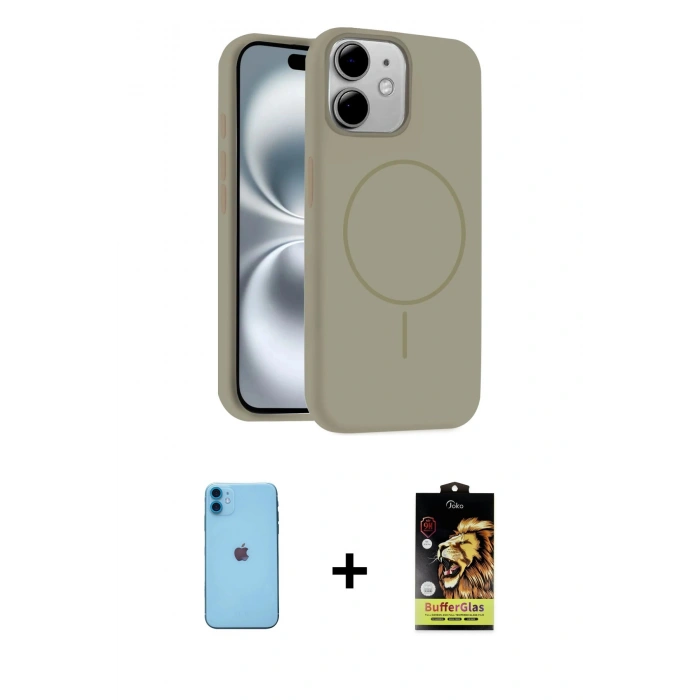 MARSİLYAN™- iPhone 11 Kılıf Yankı Form Serisi - Siyah Buffer Cam Ekran Koruyucu + Neon Fosforlu Kamera Lens - MI