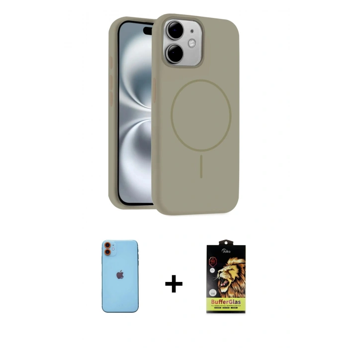 MARSİLYAN™- iPhone 11 Kılıf Yankı Form Serisi - Siyah Buffer Cam Ekran Koruyucu + Neon Fosforlu Kamera Lens - TU