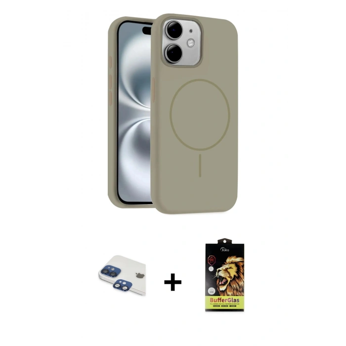 MARSİLYAN™- iPhone 11 Kılıf Yankı Form Serisi - Siyah Buffer Cam Ekran Koruyucu + Pers Alüminyum Kamera Lens - LT