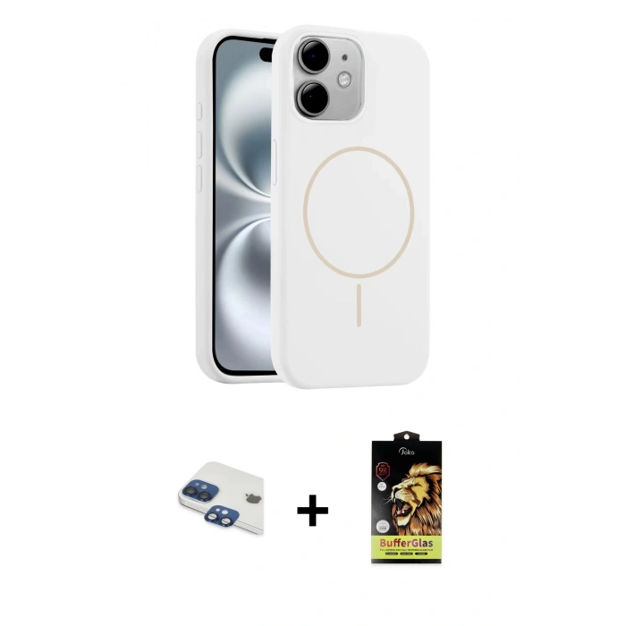 MARSİLYAN™- iPhone 11 Kılıf Yankı Form Serisi - Siyah Buffer Cam Ekran Koruyucu + Pers Alüminyum Kamera Lens - LT