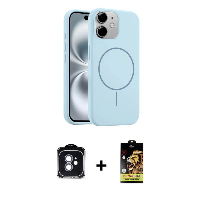 MARSİLYAN™- iPhone 11 Kılıf Yankı Form Serisi - Siyah Buffer Cam Ekran Koruyucu + PVD Metal Kamera Lens - MI