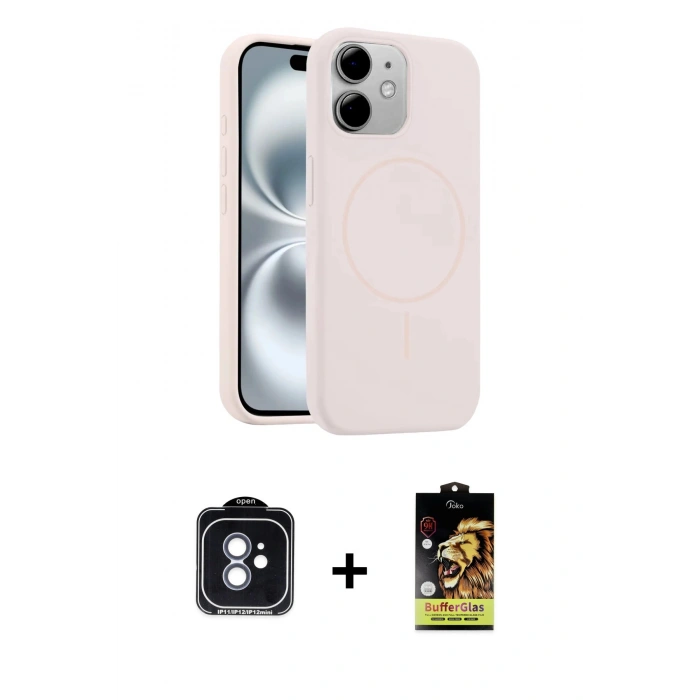 MARSİLYAN™- iPhone 11 Kılıf Yankı Form Serisi - Siyah Buffer Cam Ekran Koruyucu + PVD Metal Kamera Lens - MI
