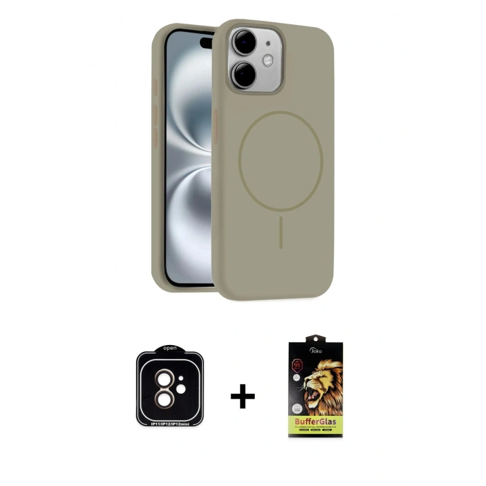 MARSİLYAN™- iPhone 11 Kılıf Yankı Form Serisi - Siyah Buffer Cam Ekran Koruyucu + PVD Metal Kamera Lens - TU