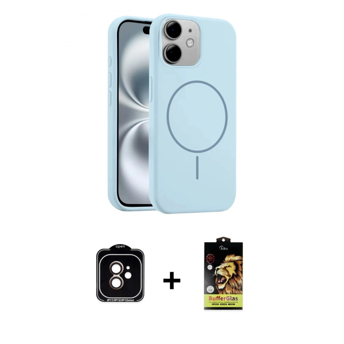 MARSİLYAN™- iPhone 11 Kılıf Yankı Form Serisi - Siyah Buffer Cam Ekran Koruyucu + PVD Metal Kamera Lens - TU