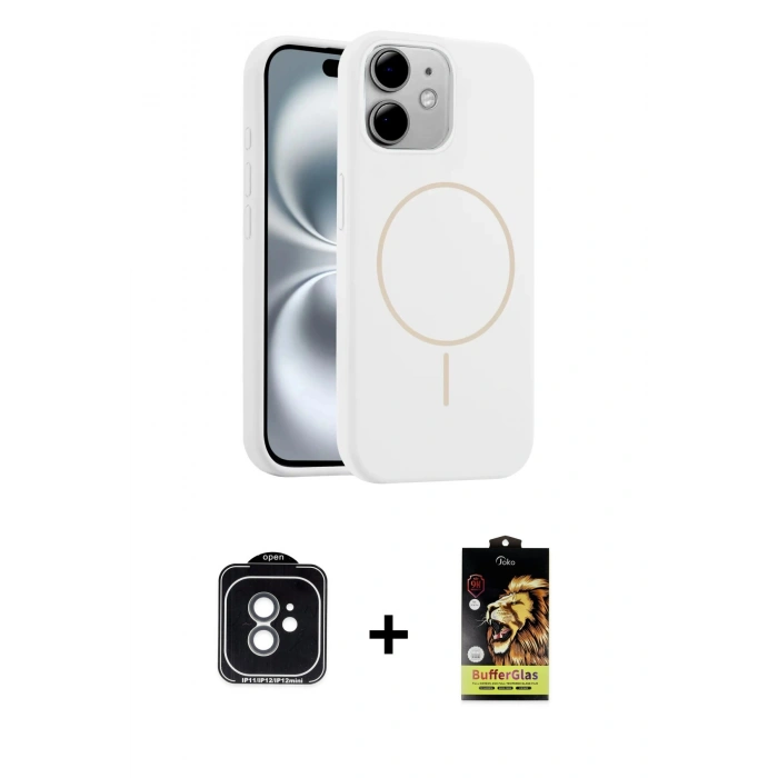 MARSİLYAN™- iPhone 11 Kılıf Yankı Form Serisi - Siyah Buffer Cam Ekran Koruyucu + PVD Metal Kamera Lens - YL