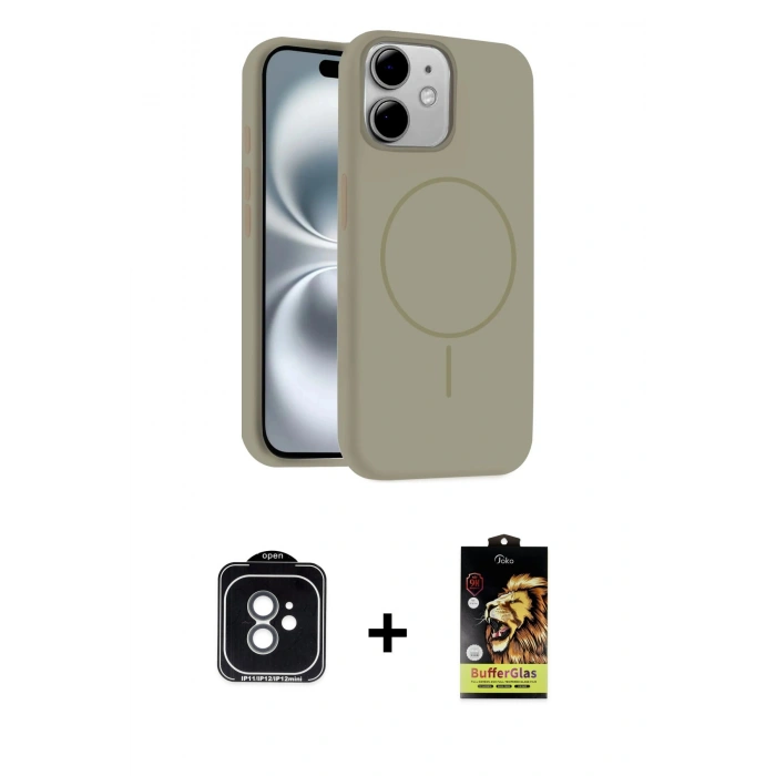 MARSİLYAN™- iPhone 11 Kılıf Yankı Form Serisi - Siyah Buffer Cam Ekran Koruyucu + PVD Metal Kamera Lens - YL