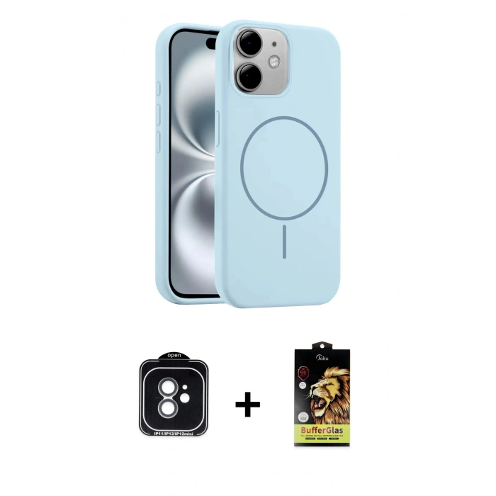 MARSİLYAN™- iPhone 11 Kılıf Yankı Form Serisi - Siyah Buffer Cam Ekran Koruyucu + PVD Metal Kamera Lens - YL
