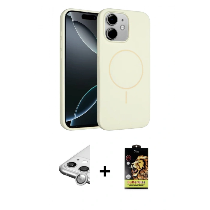 MARSİLYAN™- iPhone 11 Kılıf Yankı Form Serisi - Siyah Buffer Cam Ekran Koruyucu + Raze Metal Kamera Lens - GS