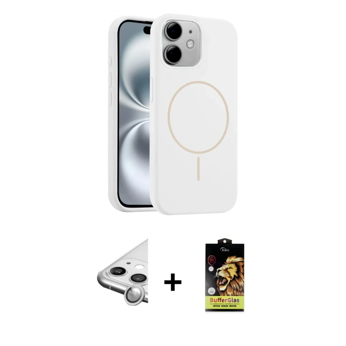 MARSİLYAN™- iPhone 11 Kılıf Yankı Form Serisi - Siyah Buffer Cam Ekran Koruyucu + Raze Metal Kamera Lens - GS