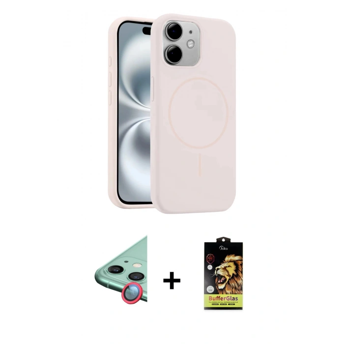 MARSİLYAN™- iPhone 11 Kılıf Yankı Form Serisi - Siyah Buffer Cam Ekran Koruyucu + Raze Metal Kamera Lens - KI
