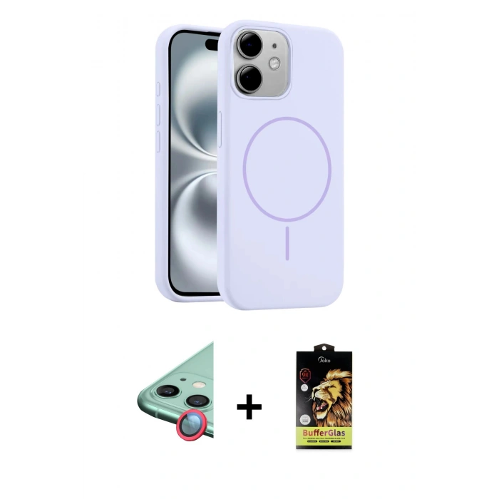 MARSİLYAN™- iPhone 11 Kılıf Yankı Form Serisi - Siyah Buffer Cam Ekran Koruyucu + Raze Metal Kamera Lens - KI