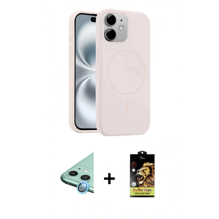 MARSİLYAN™- iPhone 11 Kılıf Yankı Form Serisi - Siyah Buffer Cam Ekran Koruyucu + Raze Metal Kamera Lens - MI