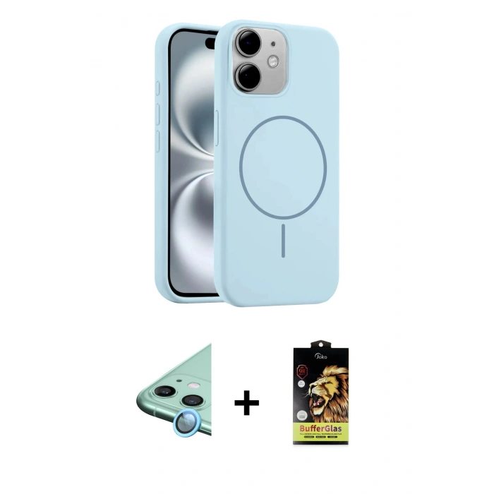 MARSİLYAN™- iPhone 11 Kılıf Yankı Form Serisi - Siyah Buffer Cam Ekran Koruyucu + Raze Metal Kamera Lens - MI
