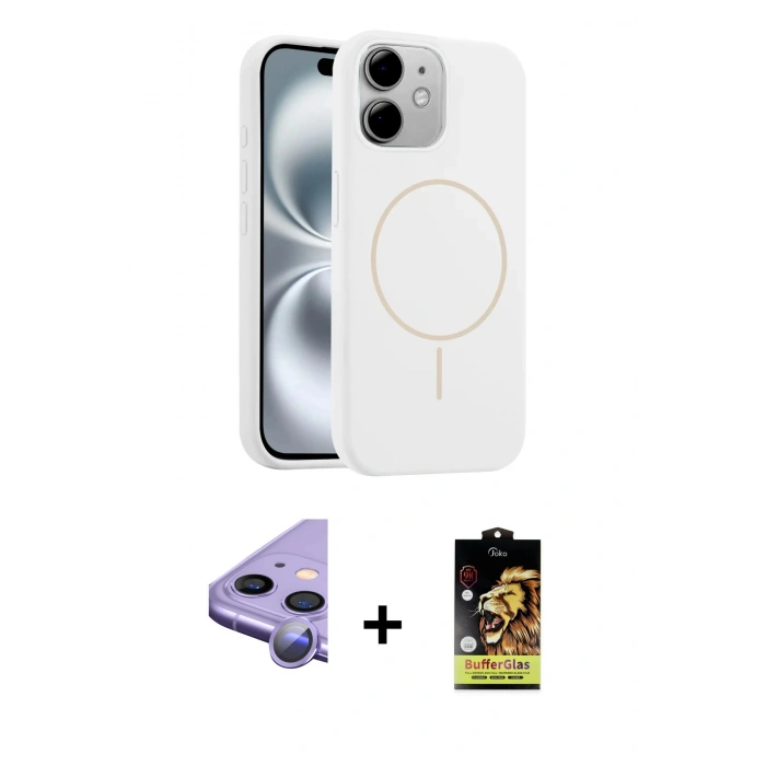MARSİLYAN™- iPhone 11 Kılıf Yankı Form Serisi - Siyah Buffer Cam Ekran Koruyucu + Raze Metal Kamera Lens - MR