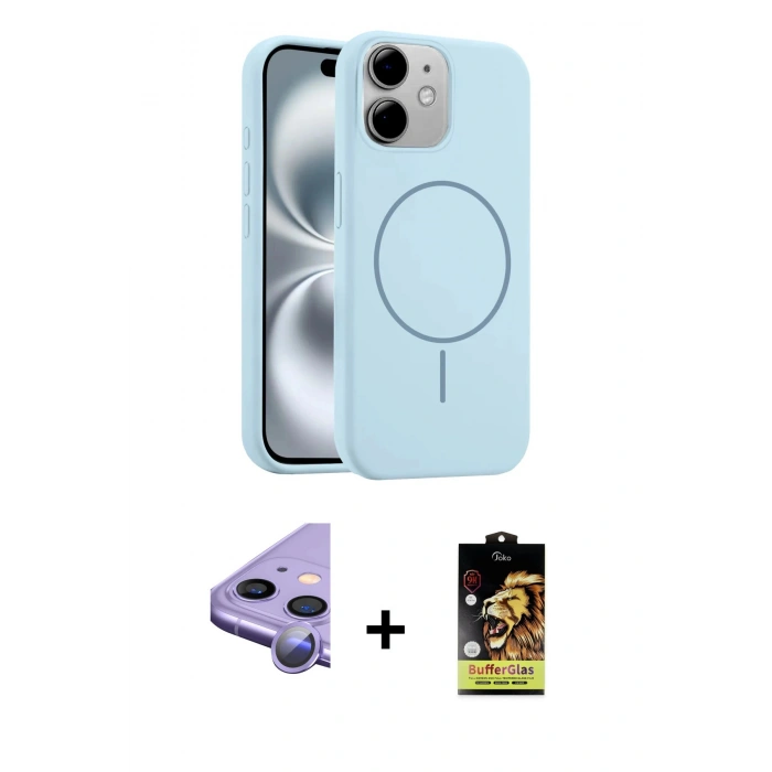 MARSİLYAN™- iPhone 11 Kılıf Yankı Form Serisi - Siyah Buffer Cam Ekran Koruyucu + Raze Metal Kamera Lens - MR