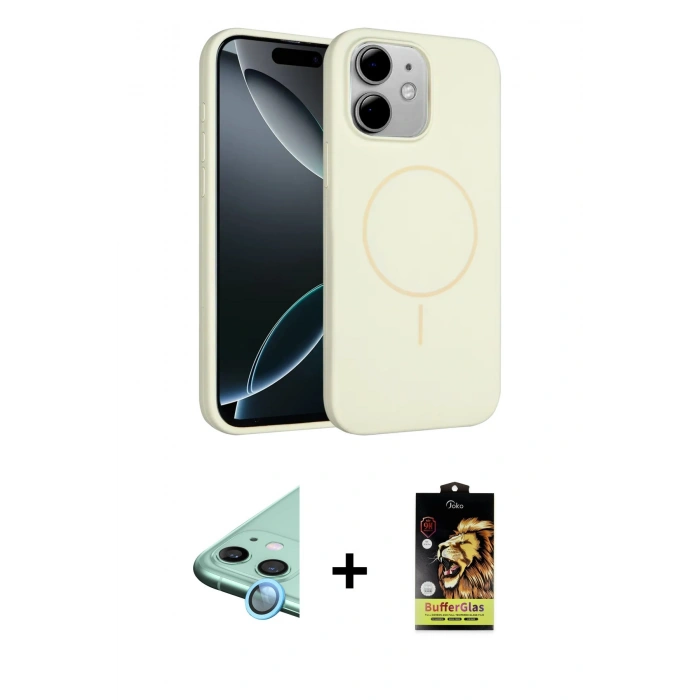 MARSİLYAN™- iPhone 11 Kılıf Yankı Form Serisi - Siyah Buffer Cam Ekran Koruyucu + Raze Metal Kamera Lens - MI