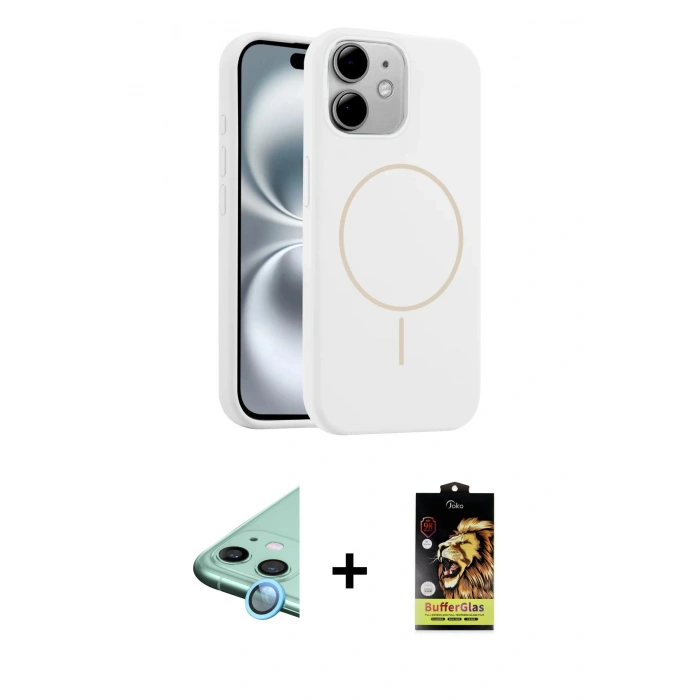 MARSİLYAN™- iPhone 11 Kılıf Yankı Form Serisi - Siyah Buffer Cam Ekran Koruyucu + Raze Metal Kamera Lens - MI