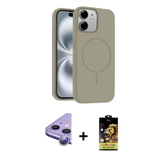 MARSİLYAN™- iPhone 11 Kılıf Yankı Form Serisi - Siyah Buffer Cam Ekran Koruyucu + Raze Metal Kamera Lens - MR
