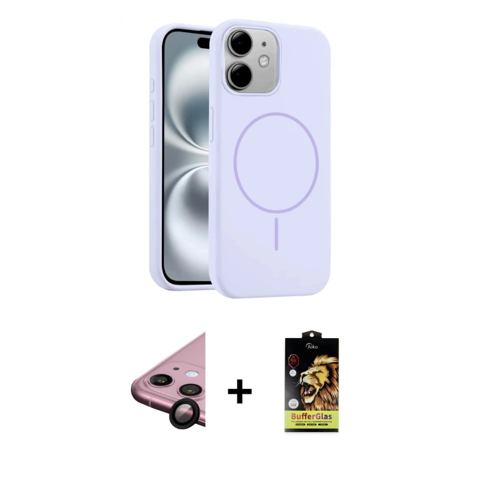 MARSİLYAN™- iPhone 11 Kılıf Yankı Form Serisi - Siyah Buffer Cam Ekran Koruyucu + Raze Metal Kamera Lens - SH