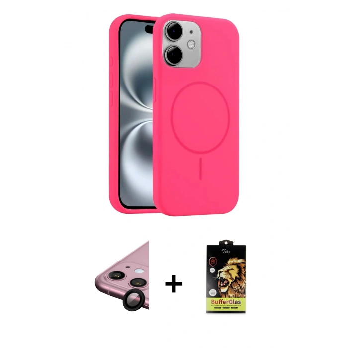 MARSİLYAN™- iPhone 11 Kılıf Yankı Form Serisi - Siyah Buffer Cam Ekran Koruyucu + Raze Metal Kamera Lens - SH