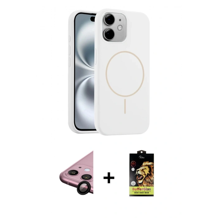 MARSİLYAN™- iPhone 11 Kılıf Yankı Form Serisi - Siyah Buffer Cam Ekran Koruyucu + Raze Metal Kamera Lens - SH