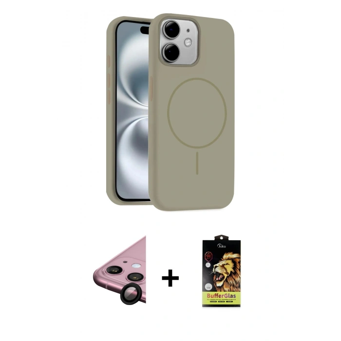 MARSİLYAN™- iPhone 11 Kılıf Yankı Form Serisi - Siyah Buffer Cam Ekran Koruyucu + Raze Metal Kamera Lens - SH