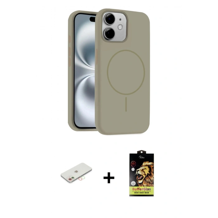 MARSİLYAN™- iPhone 11 Kılıf Yankı Form Serisi - Siyah Buffer Cam Ekran Koruyucu + Renkli Kamera Lens Koruma Cam - YL