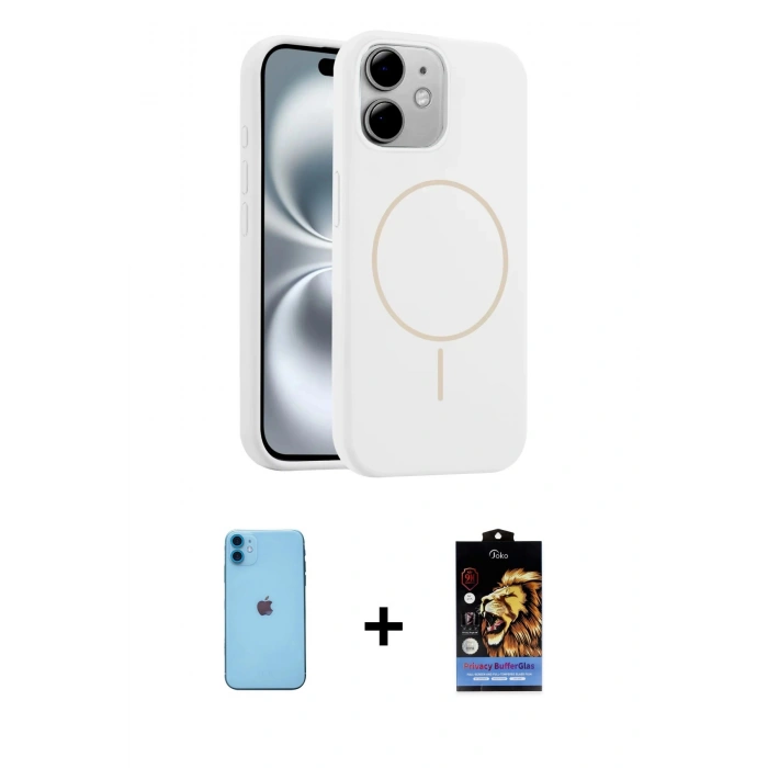 MARSİLYAN™- iPhone 11 Kılıf Yankı Form Serisi - Siyah Buffer Hayalet Cam Ekran Koruyucu + Neon Fosforlu Kamera Lens - MI