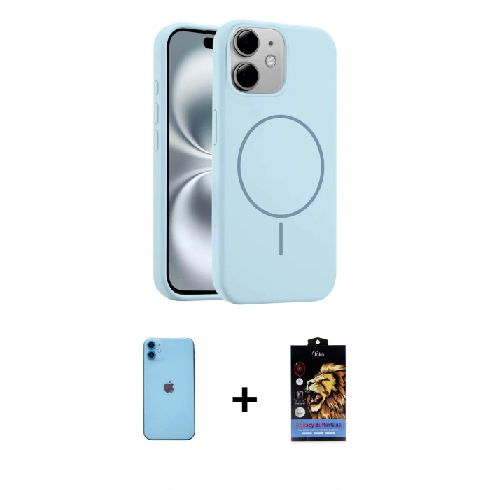 MARSİLYAN™- iPhone 11 Kılıf Yankı Form Serisi - Siyah Buffer Hayalet Cam Ekran Koruyucu + Neon Fosforlu Kamera Lens - MI